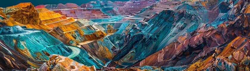 Wall Mural - Photo of a colorful panorama of a gold mining operation