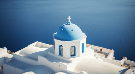 Wall Mural - Santorini Soars Stunning Aerial Views on a Bright Summer Day.