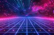 © SHOTPRIME STUDIO - 80s style space neon lights and stars background in travel and fashion theme