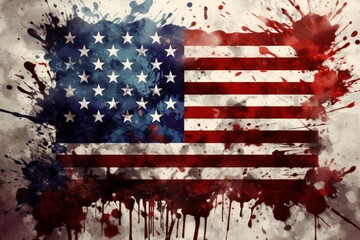 Wall Mural - Modern Americana U.S. Flag with Paint Splatter Overlay.jpeg