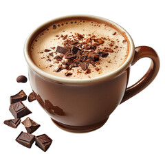 Wall Mural - a cup of coffee with chocolate and chocolate chunks, transparent background png