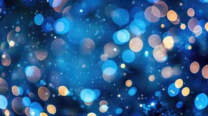 Poster - Abstract background featuring blue winter bokeh lights