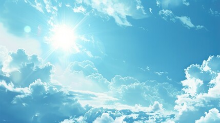 Wall Mural - summer sky in shades of blue with clouds and light on a white background clear and bright winter atm