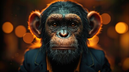 Business man monkey in suit - Generative Ai