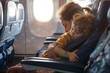 © Ratchadaporn - Passenger Comforting Child During Turbulent Flight with Calm Embrace