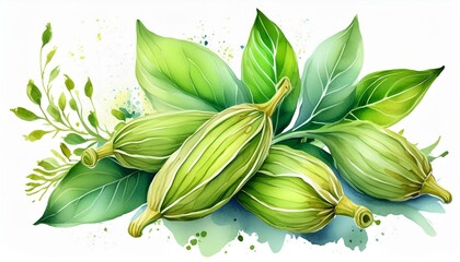 Wall Mural - watercolor Cardamom clipart,