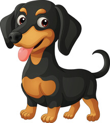 Wall Mural - Cartoon happy dachshund dog isolated on white background