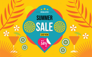 Wall Mural - summer sale banner. up to 54% off