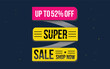 © Md Mojammel - Supper sale vector design with 52% off and hanging colorful streamers in white background for store promotions and party celebrations