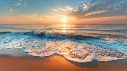 Wall Mural - Serene Beach Sunrise with Gentle Waves