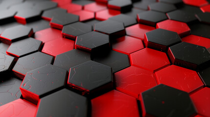 Wall Mural - abstract background with black and red hexagon, modern 3d wallpaper, business background 