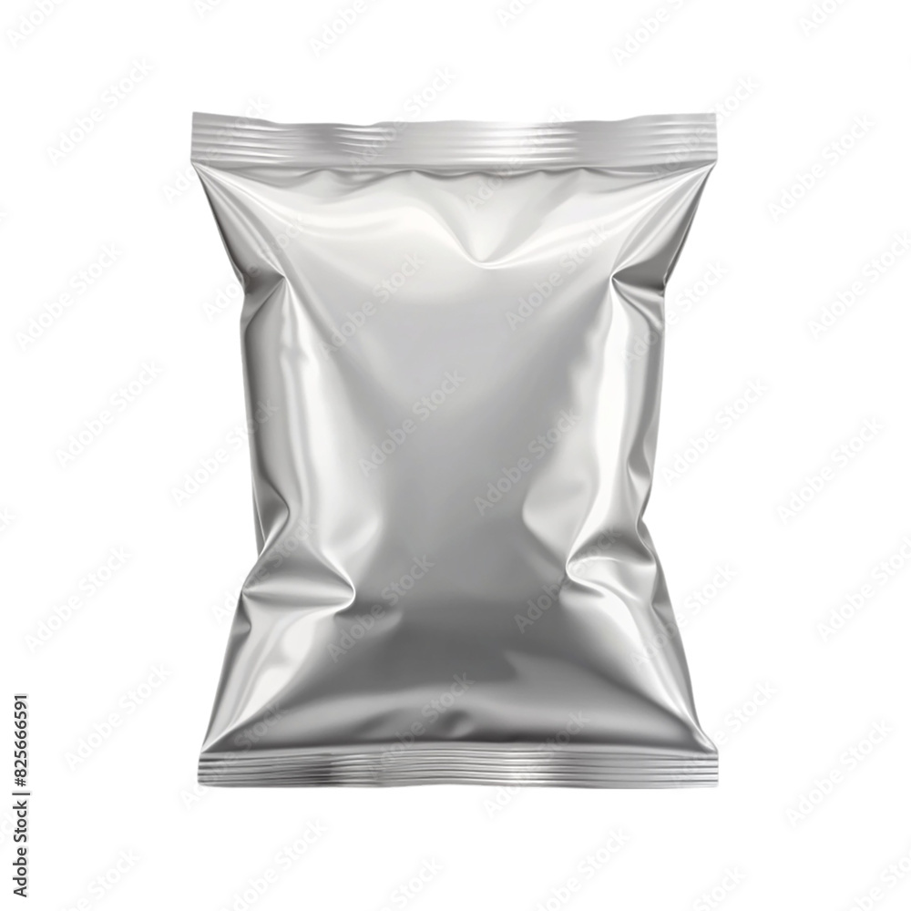 A empty foil and plastic snack bag mockup Isolated on transparent ...