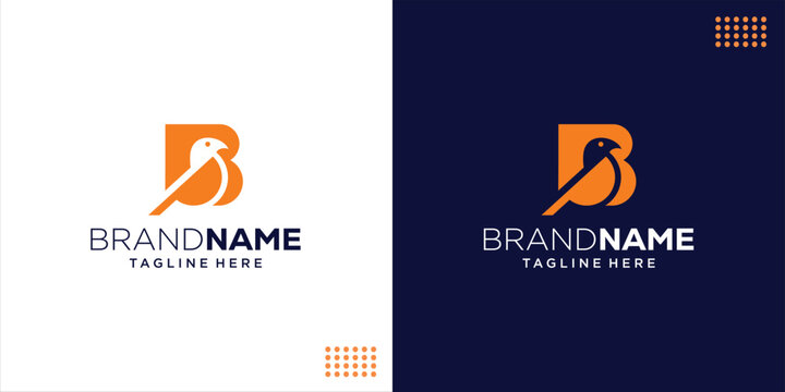 Creative Letter B Bird Silhouette Logo Design, Design Inspiration, Illustration, Vector
