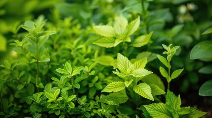Green leafy plants in the natural summer environment