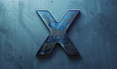 Wall Mural - x capital futuristic letter on a black background