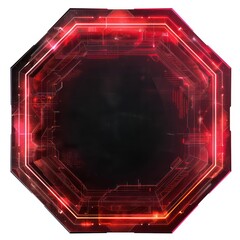 Wall Mural - hexagonal pog frame in neon red and neutral background