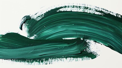 Wall Mural - green curved brush strokes on a white background, minimalistic, in the style
