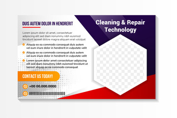Poster - cleaning and repair technology banner. hexagon space for photo. correction of errors in program, ans