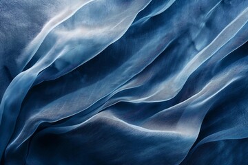 Aufkleber - Elegant Abstract Background of Flowing Blue Fabric with Soft Light and Shadow Play