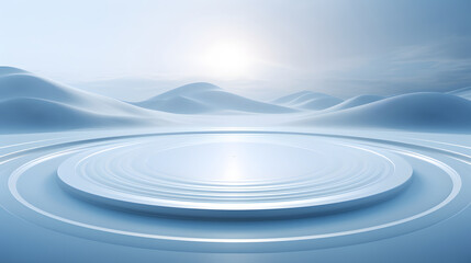 Wall Mural - digital blue and white circular ripples graphics poster background