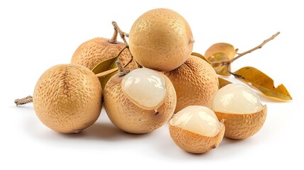 Poster - Fresh natural Longan fruits isolated on white background Clipping path : Generative AI