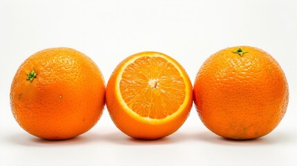 Aufkleber - ripe orange fruits isolated on white background : Generative AI