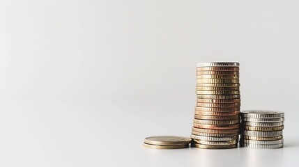 Poster - Stacked coins on white background Investment concept : Generative AI