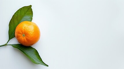 Poster - Tangerine or clementine with green leaf isolated on white background : Generative AI