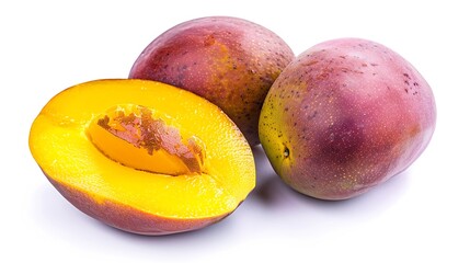 Poster - Mango Fresh organic mango isolated on white background Mango macro With clipping path : Generative AI