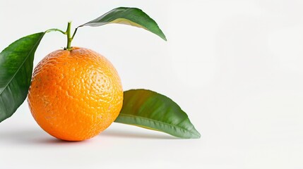 Poster - Orange fruit isolate Orange citrus on white background Whole orange fruit with leaves Clipping path Full depth of field Perfect not AI orange fruit true photo : Generative AI