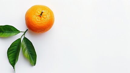 Poster - Tangerine or clementine with green leaf isolated on white background : Generative AI