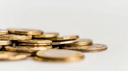Poster - A pile of Coins on a white background : Generative AI