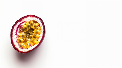 Poster - Passion fruit slice isolated on white background top view : Generative AI