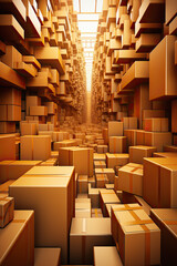 generated illustration of background with lots of card board boxes background with lots of card board boxes