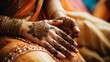 © ASGraphicsB24 - Close up of Bride hands with traditional Mehndi henna. Indian traditional mehndi design