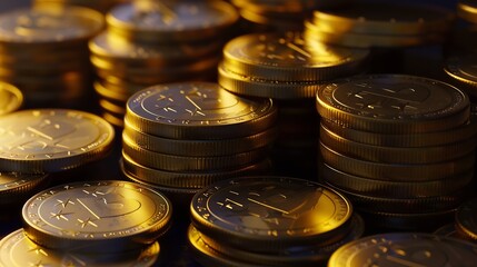 Leinwandbilder - Euro coins stacked on each other in different positions : Generative AI