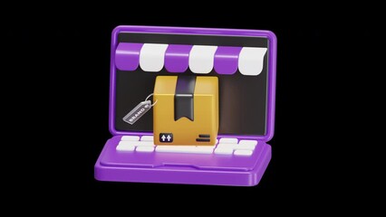 Aufkleber - 3D Animation of Online Business Sales Channels | Alpha Channel