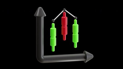 Aufkleber - 3D Animation of Stock Market Chart Movement | Alpha Channel
