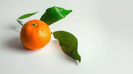 Poster - Tangerine or clementine with green leaf isolated on white background : Generative AI