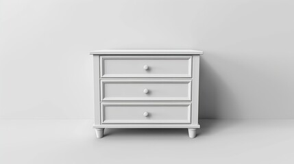 Wall Mural - White wooden chest of drawers isolated with clipping path : Generative AI
