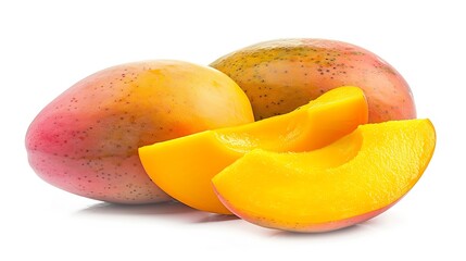 Poster - Mango Fresh organic mango isolated on white background Mango macro With clipping path : Generative AI