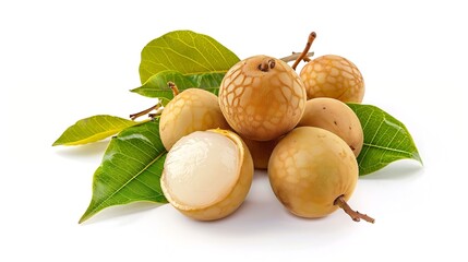 Poster - Fresh natural Longan fruits isolated on white background Clipping path : Generative AI