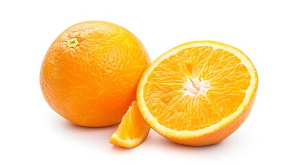 Poster - Fresh orange fruit isolate on white background Full depth and high resolution Clipping path : Generative AI