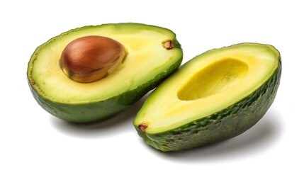 Poster - Avocado cut in half isolated on white background Clipping path : Generative AI