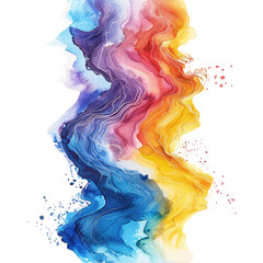 Poster - An abstract watercolor depiction features a blend of pride colors forming a flowing river, on a minimalist transparent background.