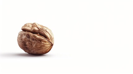 Poster - Single delicious walnut isolated on white background : Generative AI