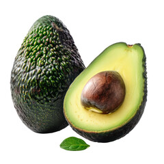 Sticker - Whole and half fresh avocado fruits isolated on transparent png