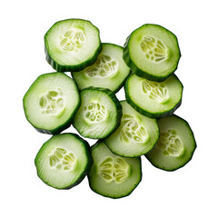 Wall Mural - slices of cucumber isolated on transparent png