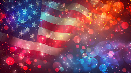 USA 4th of July Independence Day design with American flag and fireworks, vector illustration, Generative AI