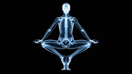 Full body x-ray of woman doing yoga poses